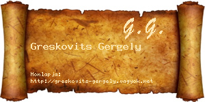 Greskovits Gergely névjegykártya